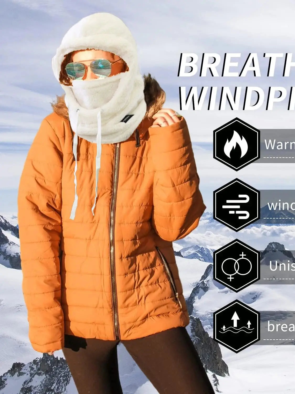 Warm Thermal Windproof Balaclava Ski Hood Motorcycle Face Cover Polar Fleece Adjustable Cycling Neck Cover Full Face Mask Winter