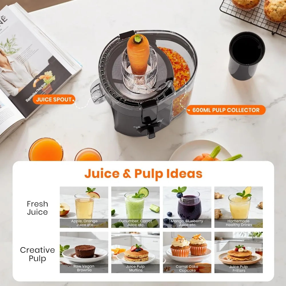 Whole Fruit Wide Chute Centrifugal Juicer Dual Speed High Yield Easy Clean