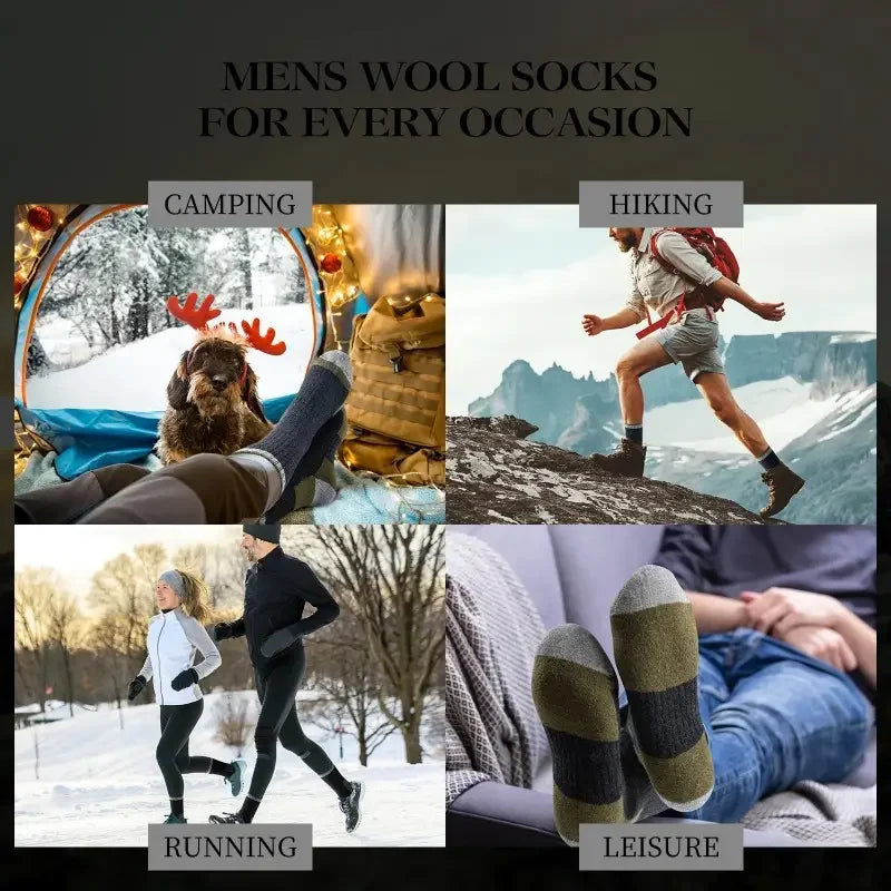 Winter Merino Wool Socks Thickened Warm Moisture Wicking Hiking Socks Men Women Thermal Breathable Durable Cycling Outdoor Socks