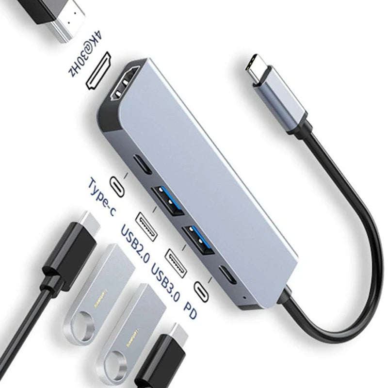 USB C Hub to 4K HDMI-Compatible USB 3.0 2.0 Type C PD Charging Dock for MacBook iPad Samsung S10 Dex TV Mouse Keyboard U Disk