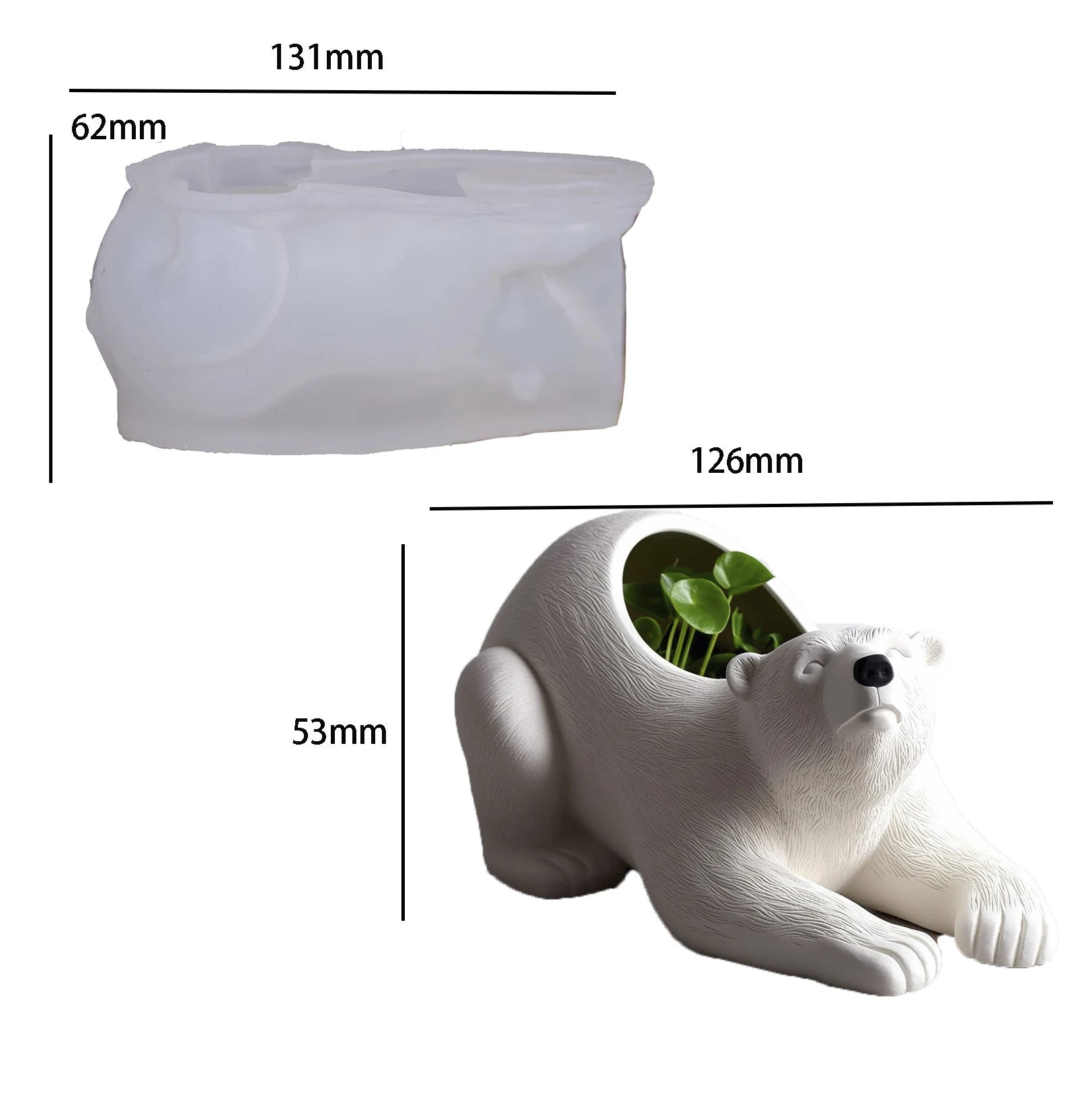 Polar Bear Silicone Mold Bear Flowerpot Molds Succulent Flowerpot Clay Cement Plaster Molds Home Garden Flower Pots Mould