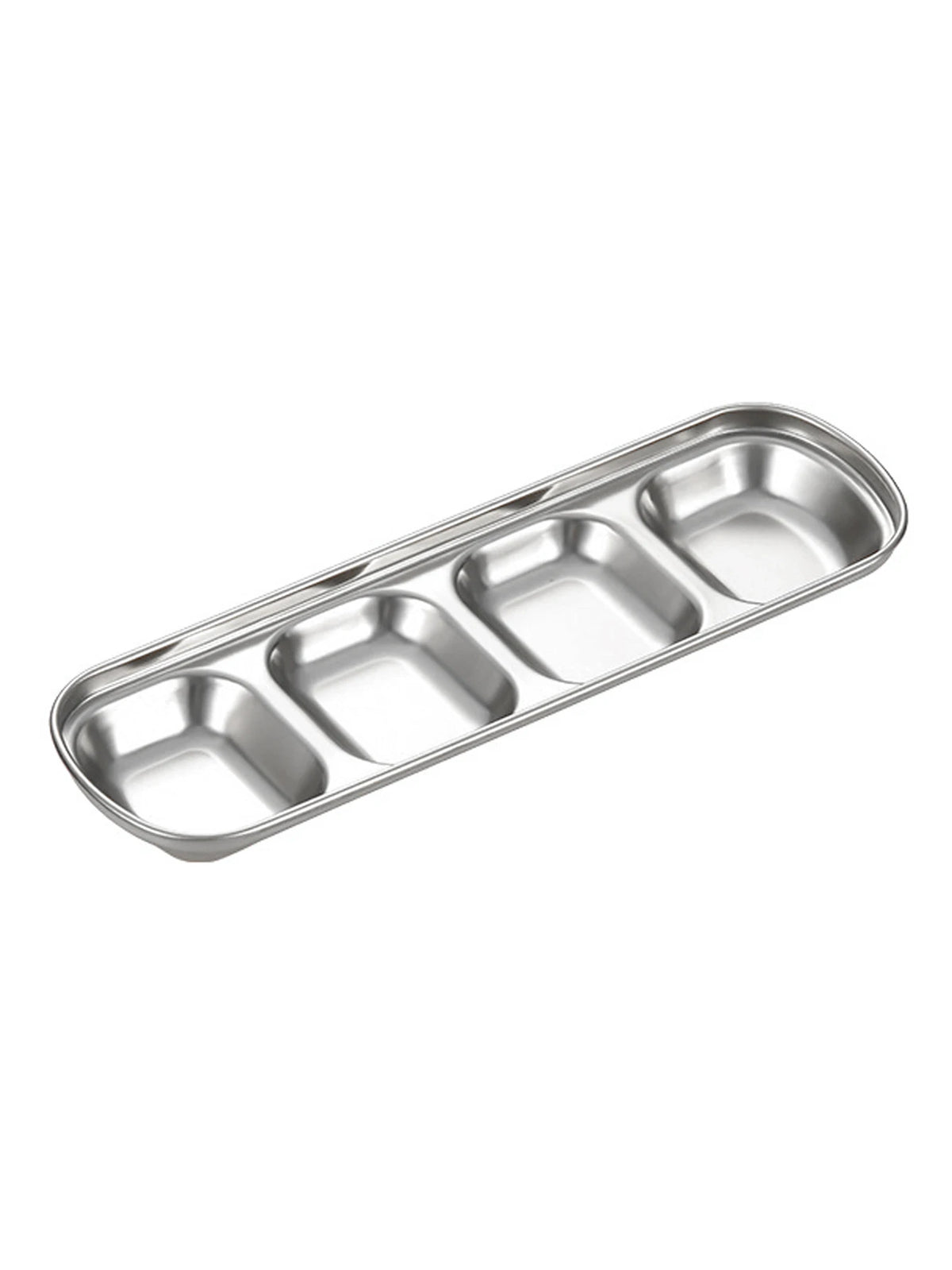 1/4 Pcs Stainless Steel Divided Seasoning Sauce Dip Bowl, 1/2/3/4 Compartment Korean Ketchup Sauce Bowl, Vinegar Soy Spice Condiment Tray for Home Restaurant