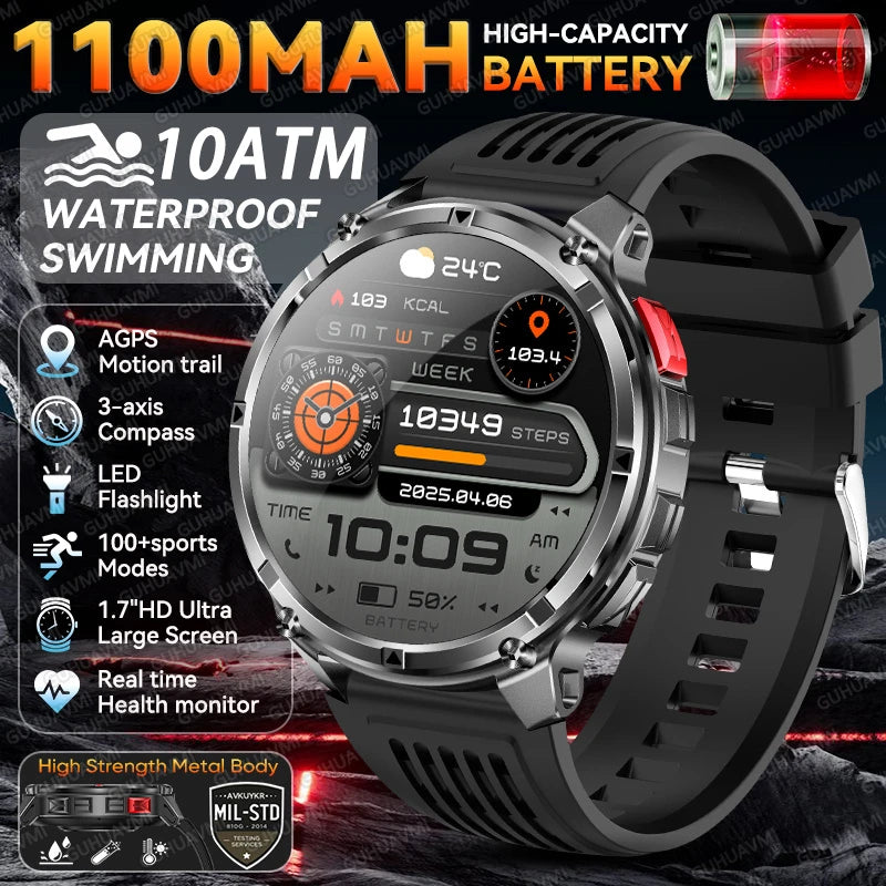 2026 New T-Rex 3 Pro Smart Watch 1100mAh Long Battery Dual-Band GPS 10ATM Waterproof Military Grade Sports Outdoor Smartwatches