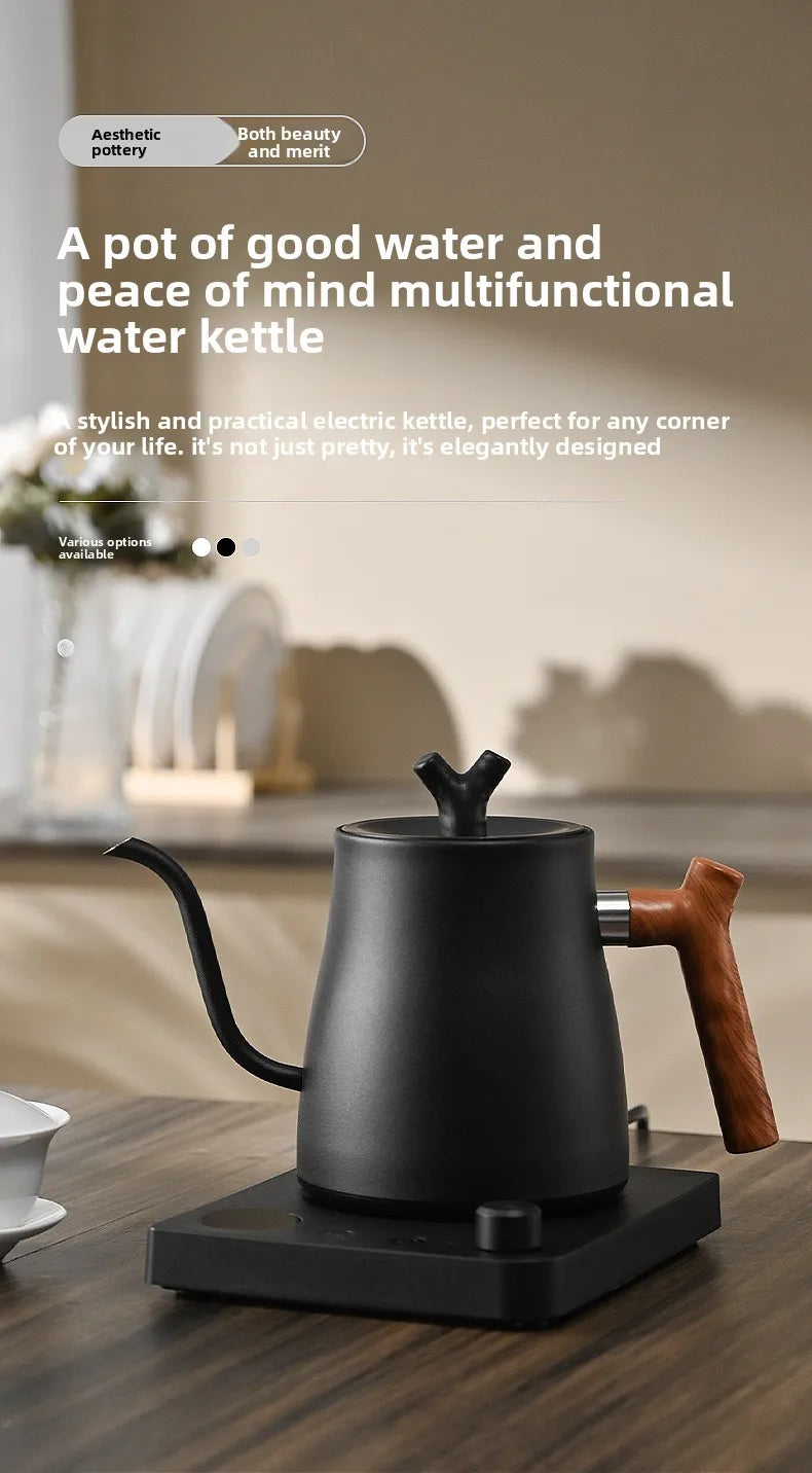 1000ML Stainless Steel Gooseneck Electric Kettle with Digital Temperature Control for Precise Brewing of Coffee and Tea
