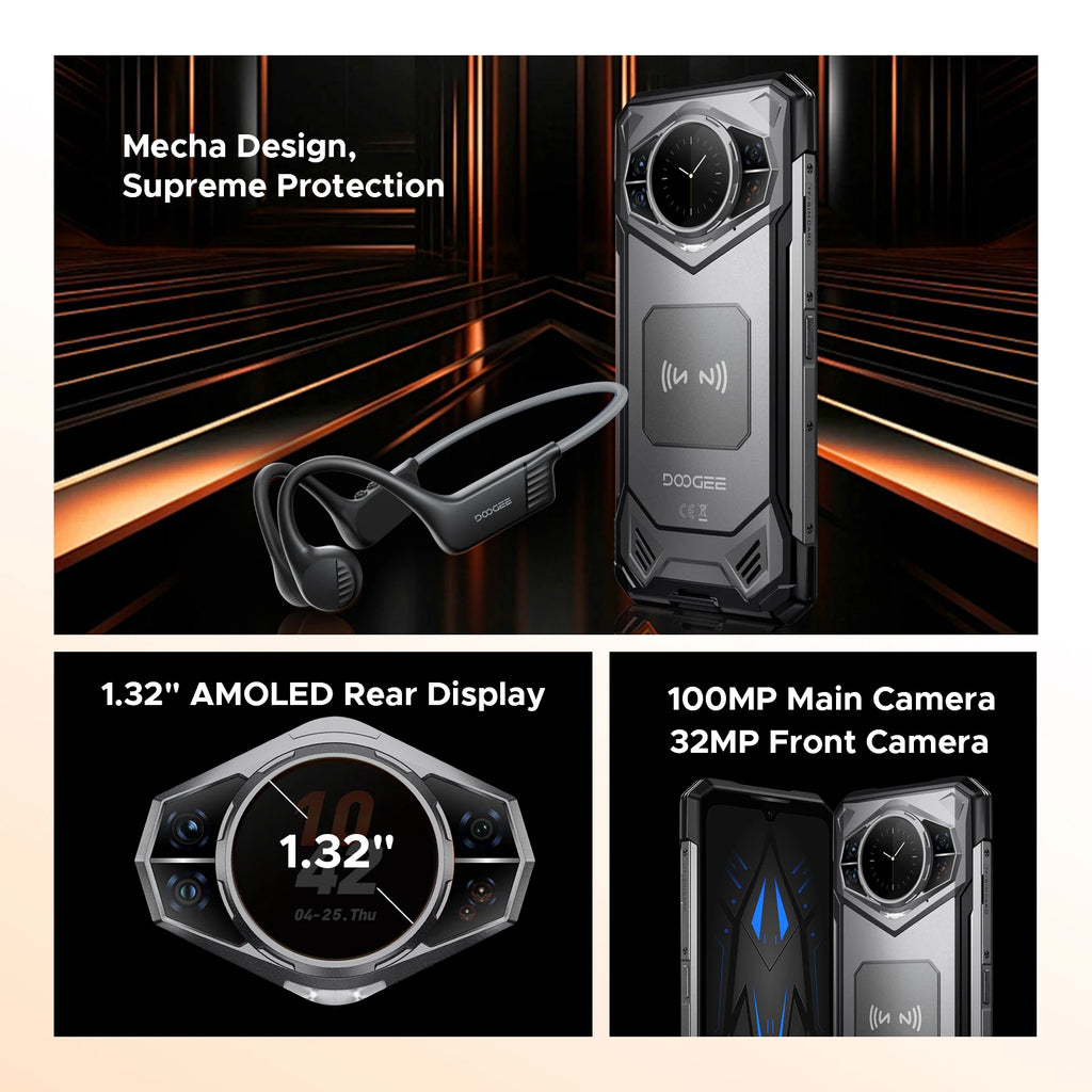DOOGEE S200 VIP 5G Rugged Phone 1.32" Rear Display 48GB 256GB 6.72" 100MP Camera 10100mAh Battery 33W Android 16 Smartphone