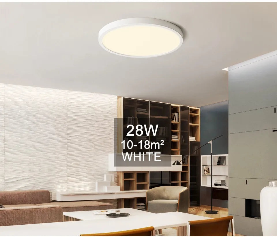 0.9 Inch Ultra-thin Smart LED Ceiling Light Pendant 24W 28W 38W 48W AC85V-265V Indoor Home Decorative Fixtures Remote Control