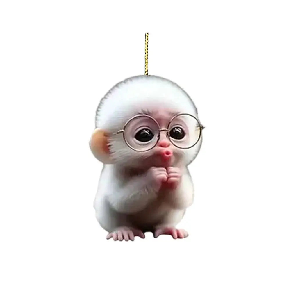 2D Acrylic Monkey Pendant Personalized Decor Pendant Christmas Monkey Pendant Acrylic Ornament For Car Cartoon Xmas Tree Decor