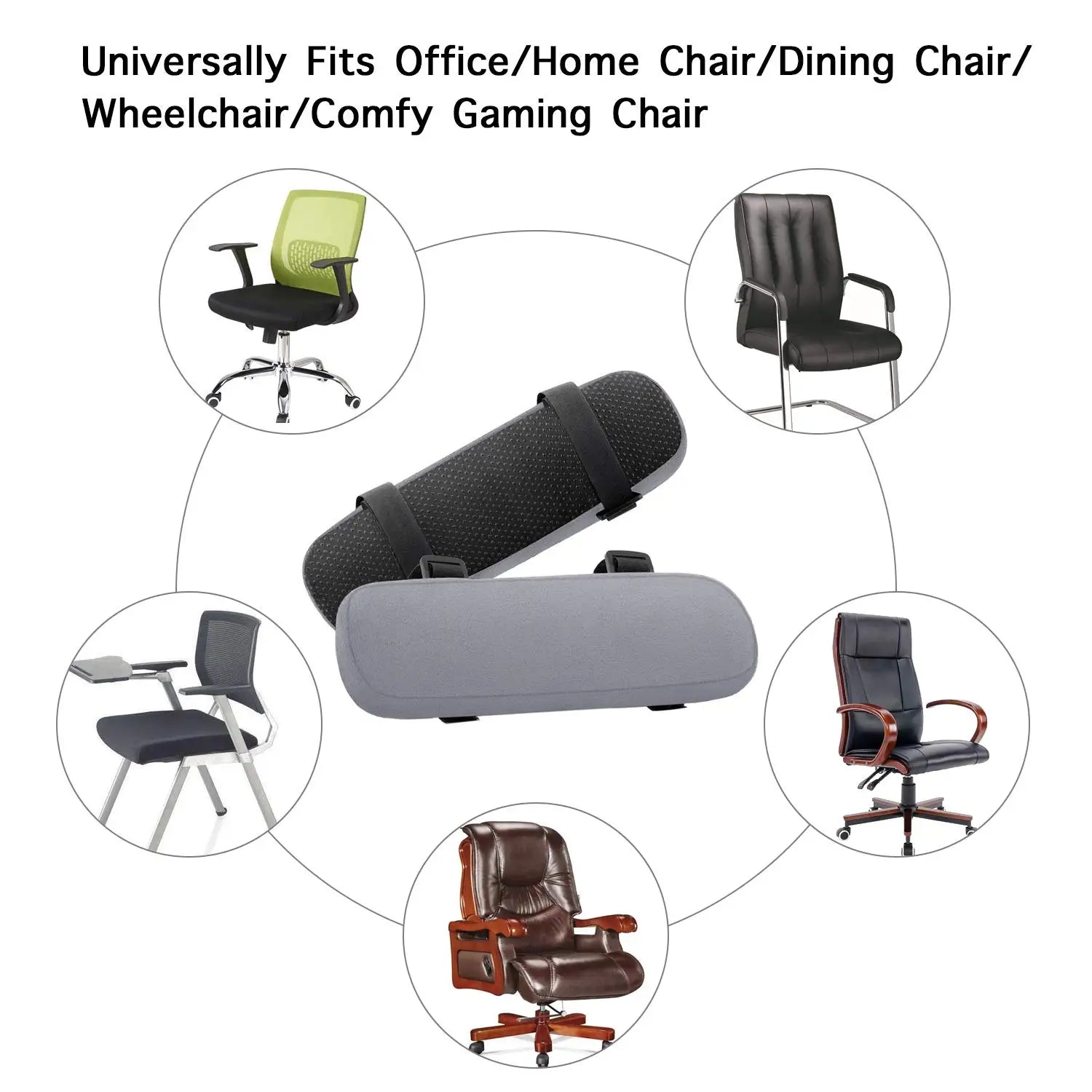2/6Pcs Office Chair Arm Pads,Soft PU Sponge Arm Rest for Desk Chair Gaming Chair,Arm Rest Cover Elbow Support,Removable Cleaning