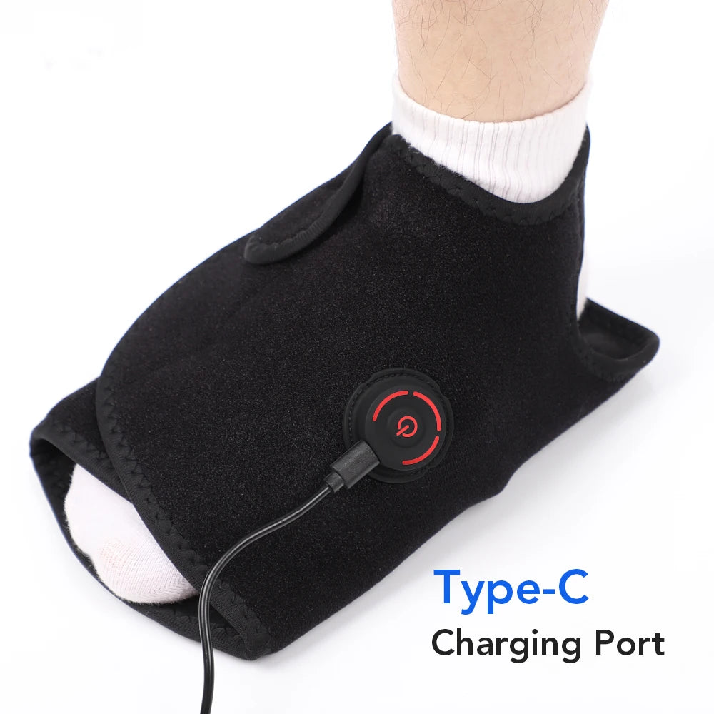 Ankle Air Compression Massager Heated Foot Wrap Support 3 Modes 4 Levels Thermal Sleeve Cordless Rechargeable Brace