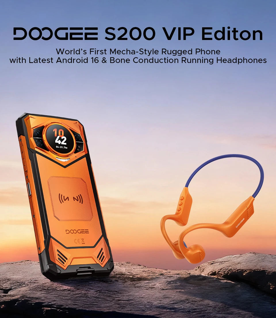 DOOGEE S200 VIP Edition Rugged Phone 6.72" 120Hz Display Telephone Portable 48GB+256GB 10100mAh 100MP Smartphone 5G Android 16