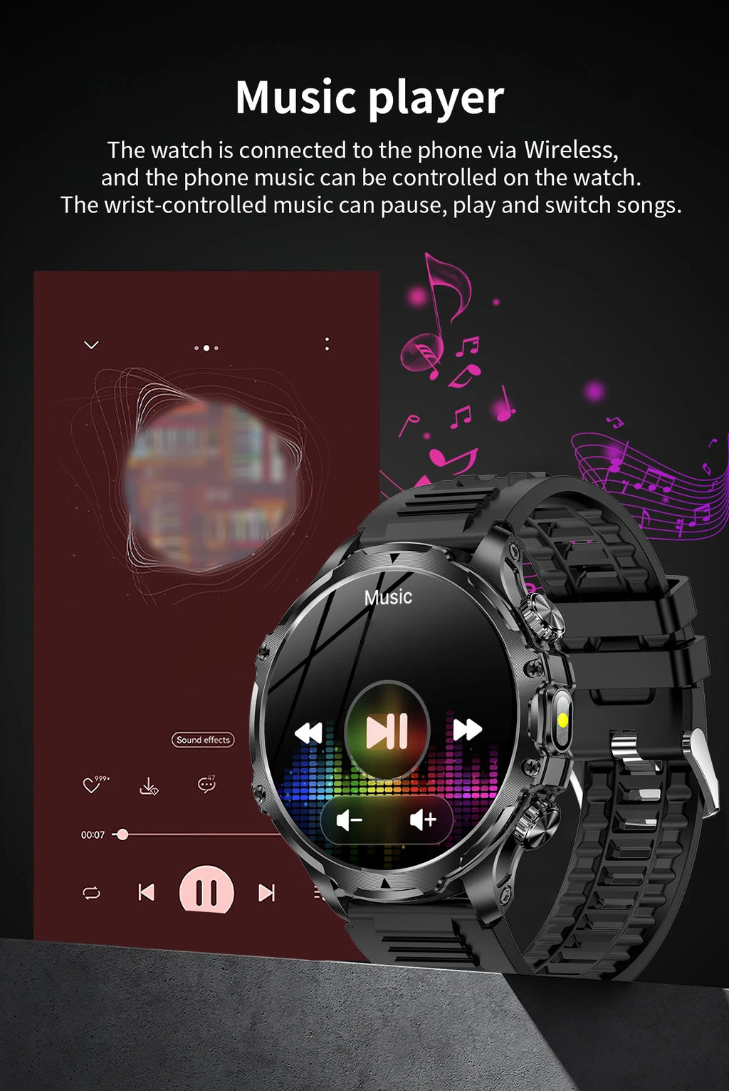 New 1000mah Long Standby AMOLED Smart Watch Men Sports Fitness LED Flashlight 3ATM Waterproof BT Call Smartwatch Men +GiFt