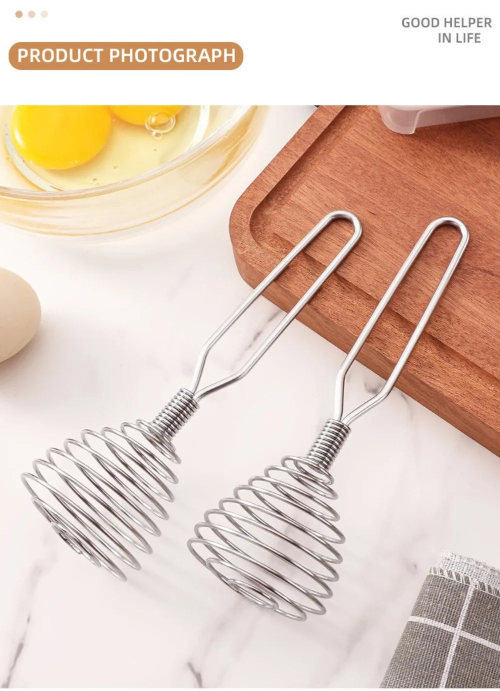 New Stainless Steel Manual Press Type Egg Beater Creative Honey Spoon Mixer Milk Jam Stirring Spoon Kitchen Baking Cooking Tools