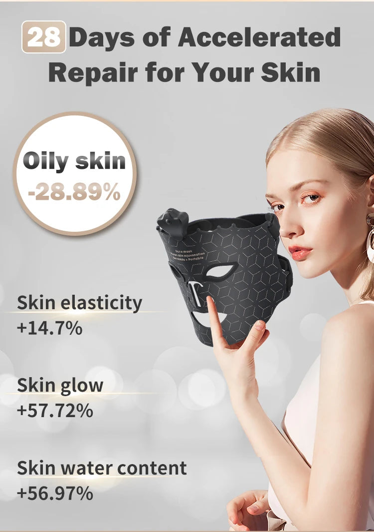 Silicone Led Face Mask Light Therapy 7 Colors Red Light Therapy Anti Aging Acne Pore Oil Control Skin Tighten Whiten Home Use