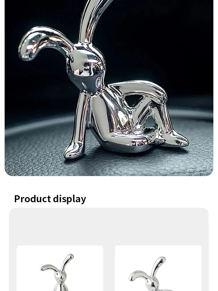 2PC Long-Eared Rabbit Double Statue Cartoon Decoration Accessories Living Room Bedroom Car Decoration Desktop Decorative Ornamet