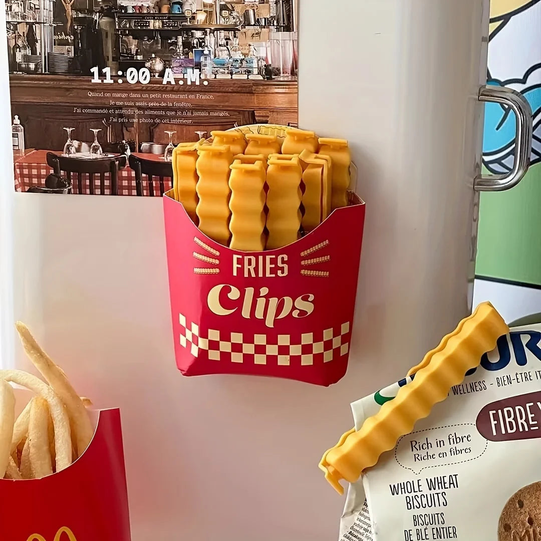 12PCS French Fry Shaped Sealing Clip - For Snack Sealing, Food Clips, Plastic Bag Seasoning Sealing Strips