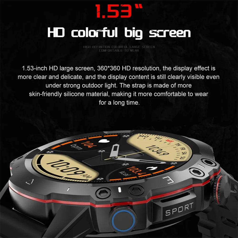 New Outdoor Sports Fitness Smart Watch Heat Rate Sleep Health Clock Waterproof Voice Assistant Alarm Clock Music Smartwatch