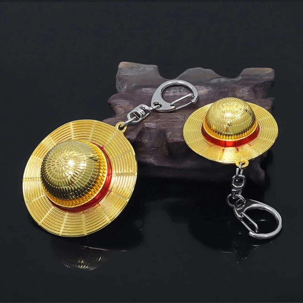 Classic Anime Keychain Straw Hat Pendant Metal Key Chains For Fans Cosplay Keyrings Accessories Jewelry