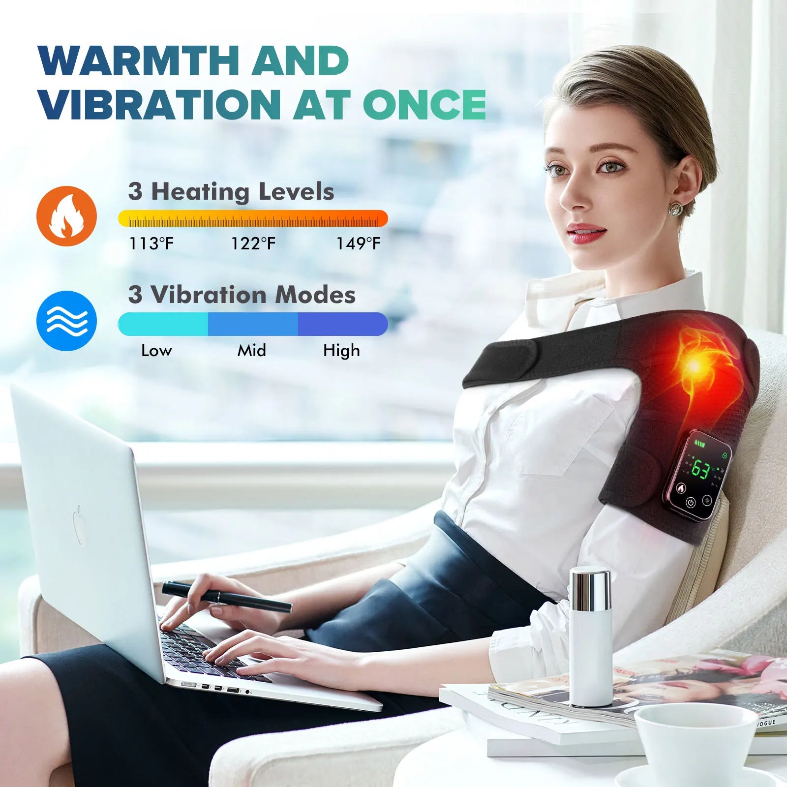 3 in 1 Cordless Thermal Knee Pad Knee Shoulder Massager Vibration Leg Arm Joint Brace Muscle Relax Joint Brace Muscle Relaxation