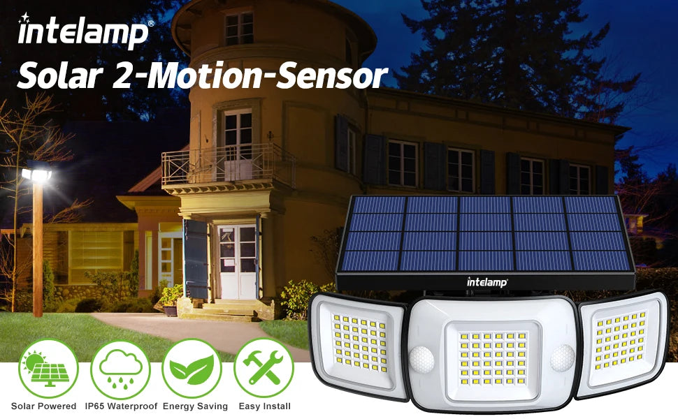 6000mah Light All Night Outdoor Solar Lights With 3 Modes Two Motion Sensors Wall Lamp Street Light For Garden Yard Path Garage
