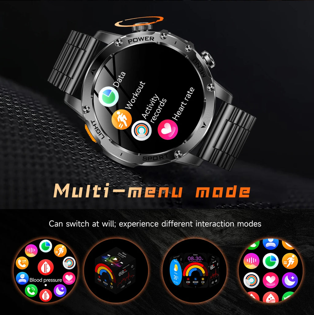 LIGE New GPS Outdoor Sports Smart Watch Men AMOLED Screen LED Flashlight Heart rate Waterproof Bluetooth Call 1000mAh Smartwatch