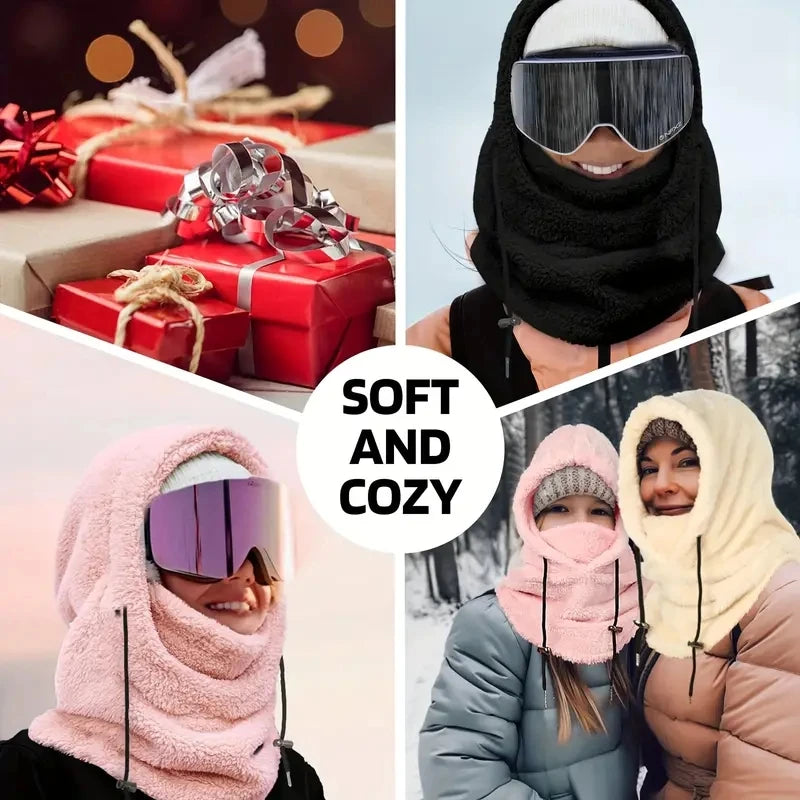 Warm Thermal Windproof Balaclava Ski Hood Motorcycle Face Cover Polar Fleece Adjustable Cycling Neck Cover Full Face Mask Winter