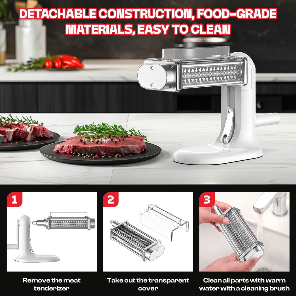 Manual Meat Tenderizer Tool, Meat Tenderizer Machine with Stainless Steel Gear, Steak Flatten Cuber Rolling Meat Poultry Tenderi