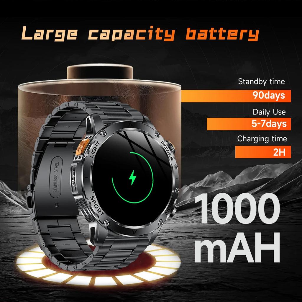 LIGE New GPS Outdoor Sports Smart Watch Men AMOLED Screen LED Flashlight Heart rate Waterproof Bluetooth Call 1000mAh Smartwatch