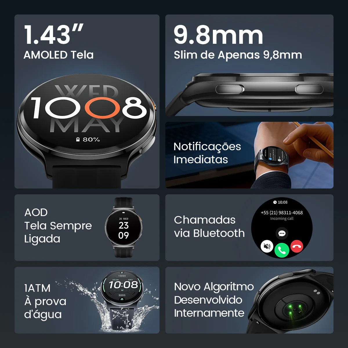 HAYLOU Solar Lite 2 Smartwatch 1.43'' AMOLED Display 24h Health Monitoring 150+ Sports Modes Voice Calling Smart Watch 1ATM