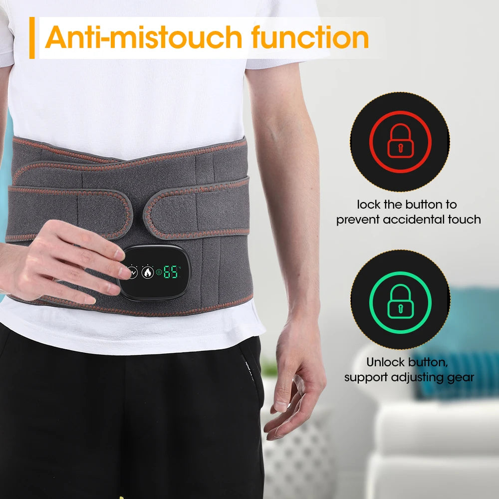Electric Heating Waist Massage Belt Infrared Vibration Hot Compress Lumbar Brace Spine Protect Massager Back Support Belt