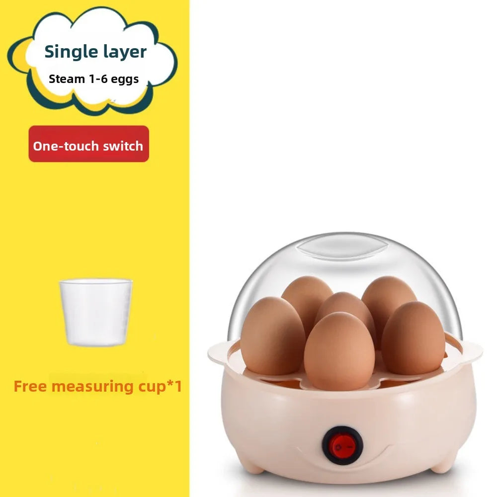 Automatic Power Off Egg Boiler Mini with Measuring Cup Egg Steamer Multi-layer Breakfast Machine for Home Dormitory