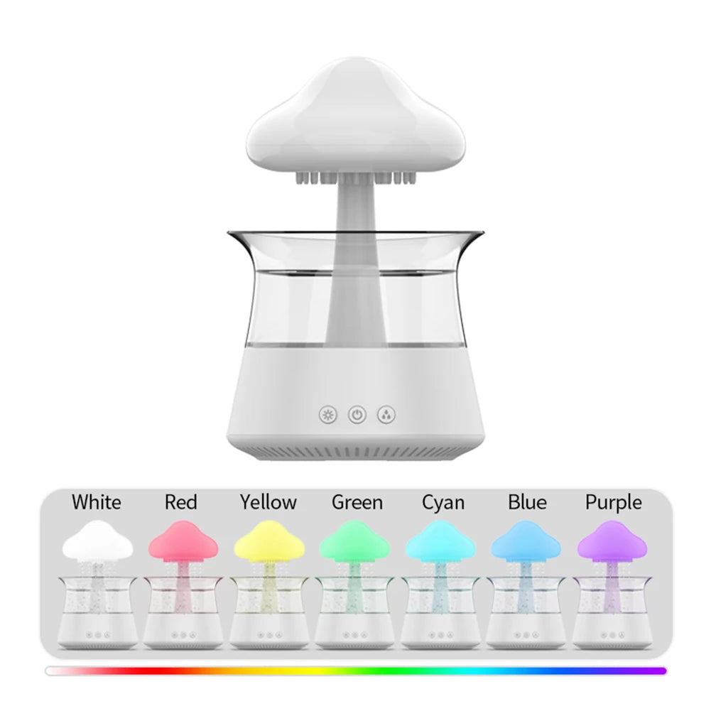 300ml Rain Cloud Humidifier Rain Colorful Mushroom Cloud Raindrop Atmosphere Lamp Night Light Essential Oil Humidifier Machine