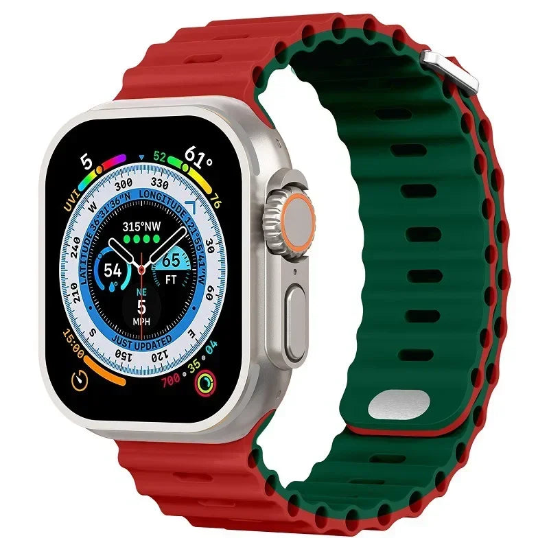 Ocean Strap for Apple Watch Ultra 3/2/1 11 10 46mm 9 8 7 49mm 45mm 41mm Silicone Band for 6 5 4 3 SE3 44mm 40mm 42mm Accessories