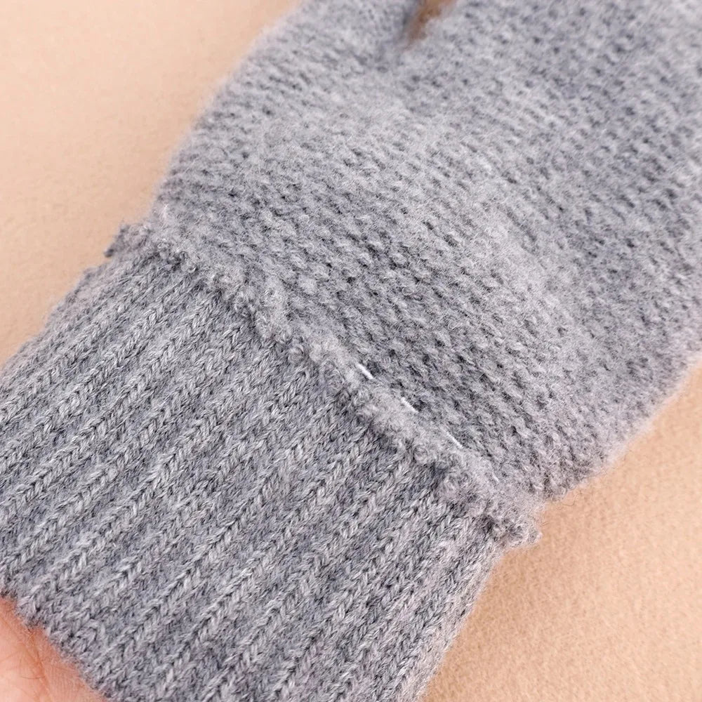 New Men's Warm Full Finger Gloves Winter Touchscreen Plus Fleece Gloves Men Women Thickening Wool Knitted Cycling Driving Gloves