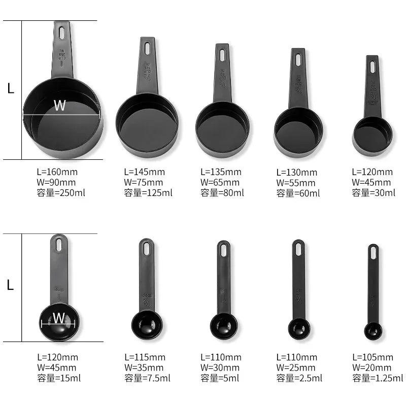 10Pcs Multipurpose Measuring Cups and Spoons Set Accurate for Kitchen Baking Flour Sugar Seasoning Dry and Liquid Ingredients