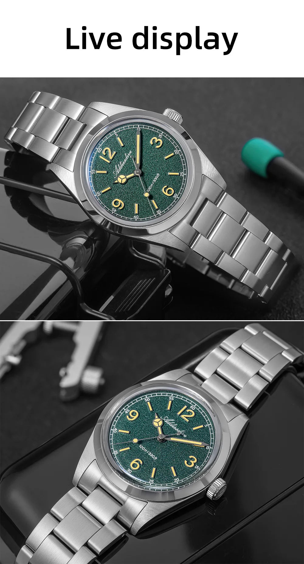 ADDIESDIVE New VH31 Quartz Watches Bubble Glass Retro Elegant WristWatch BGW9/C3 Luminous Waterproof 10Bar Men's Watch AD2518
