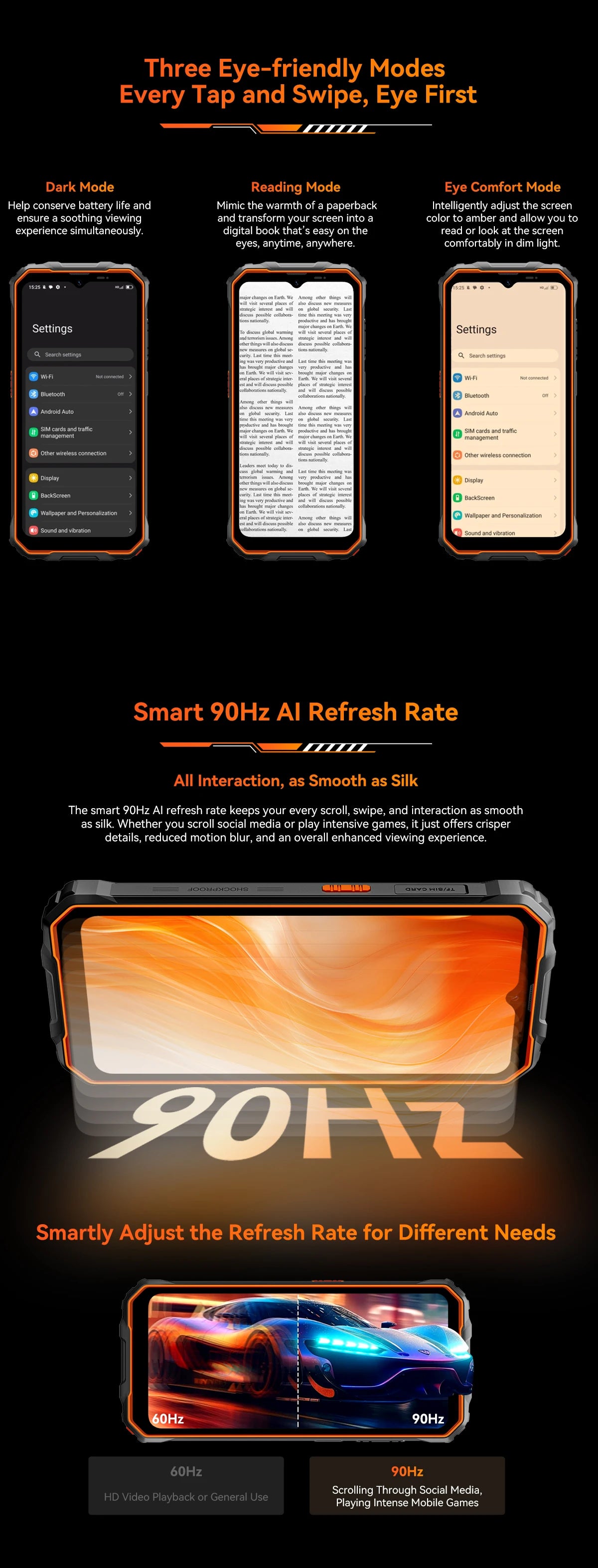 OSCAL Marine 2 AI Outdoor Mobile Phone, 6.56 Inch Rugged Smartphone Android 15, 8+16GB RAM, 256GB+2TB ROM 11000mAh, Unisoc T615