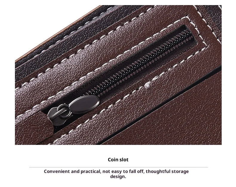 New Style Multi Card Slot Leather Wallet for Men Hand Woven Fashion Simple Ultra Thin Coin Purse
