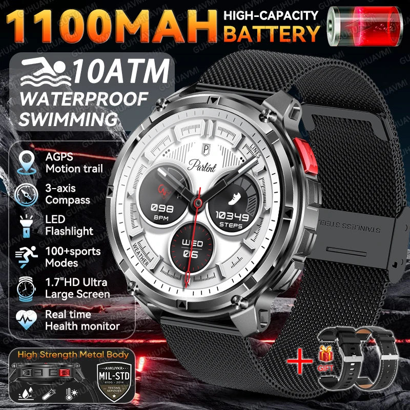 2026 New T-Rex 3 Pro Smart Watch 1100mAh Long Battery Dual-Band GPS 10ATM Waterproof Military Grade Sports Outdoor Smartwatches