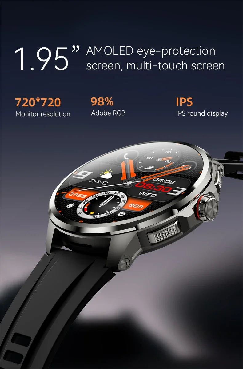 16GB+256GB RAM 4G Smart Watch 1.95 inch AMOLED 2100mah Battery 900W Camera GPS WIFI Google APPS Download Smartwatch Android 9.0