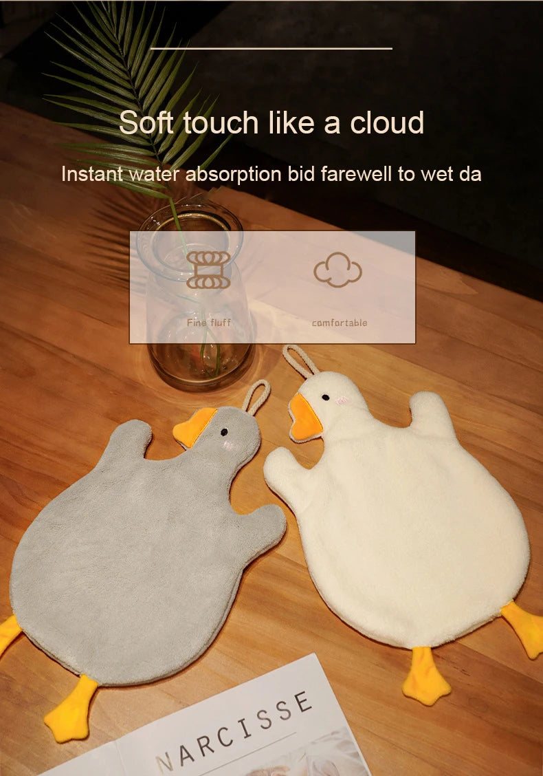 Cartoon Goose Hand Towel for Kitchen Bathroom & Toilet Super Absorbent Quick Dry Hanging Type Hardwearing