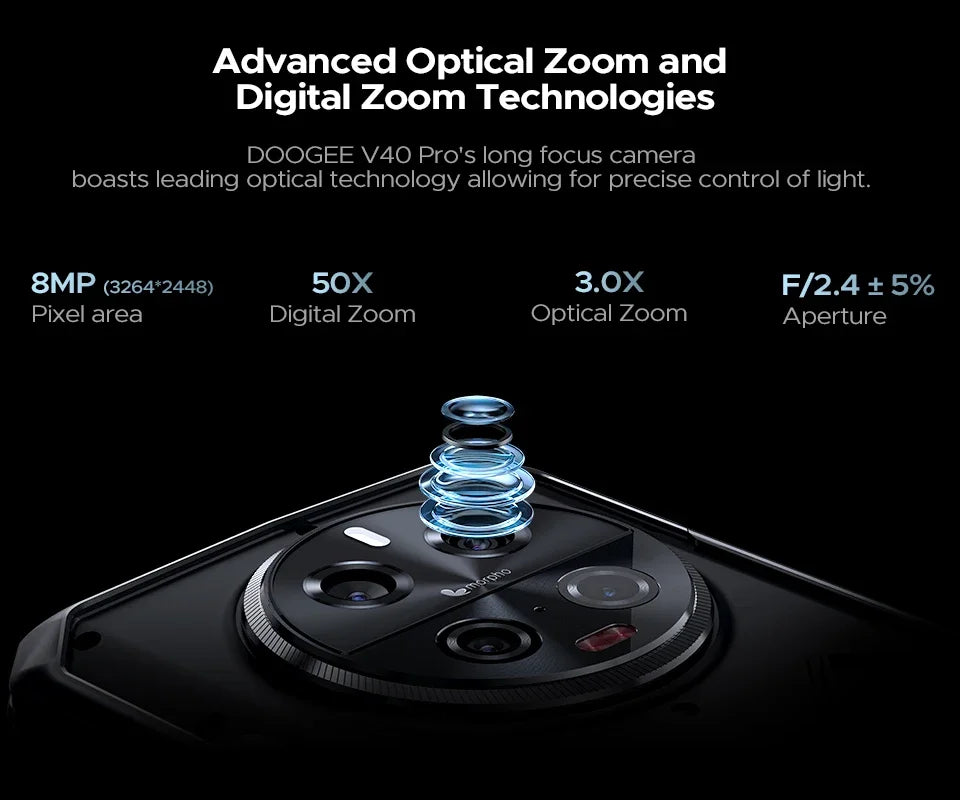 DOOGEE V40 Pro Rugged Phone 6.78" IPS Display  36GB(16+20) 512GB Smartphone 5G 200MP Al Camera 8680mAh Dimensity 7300 Android 14