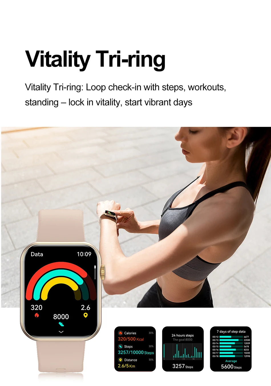 2026 New Popular Smartwatch Full Touch Screen Bluetooth Call Heart Rate IP68 Waterproof Watches Sports Bracelet SmartWatch Women
