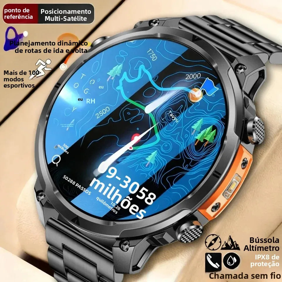 Luxury Military GPS Men Smartwatch Wrist Fitness Clock BT Call 1ATM Waterproof Sports Smart Watches for Android IOS Phones 2026
