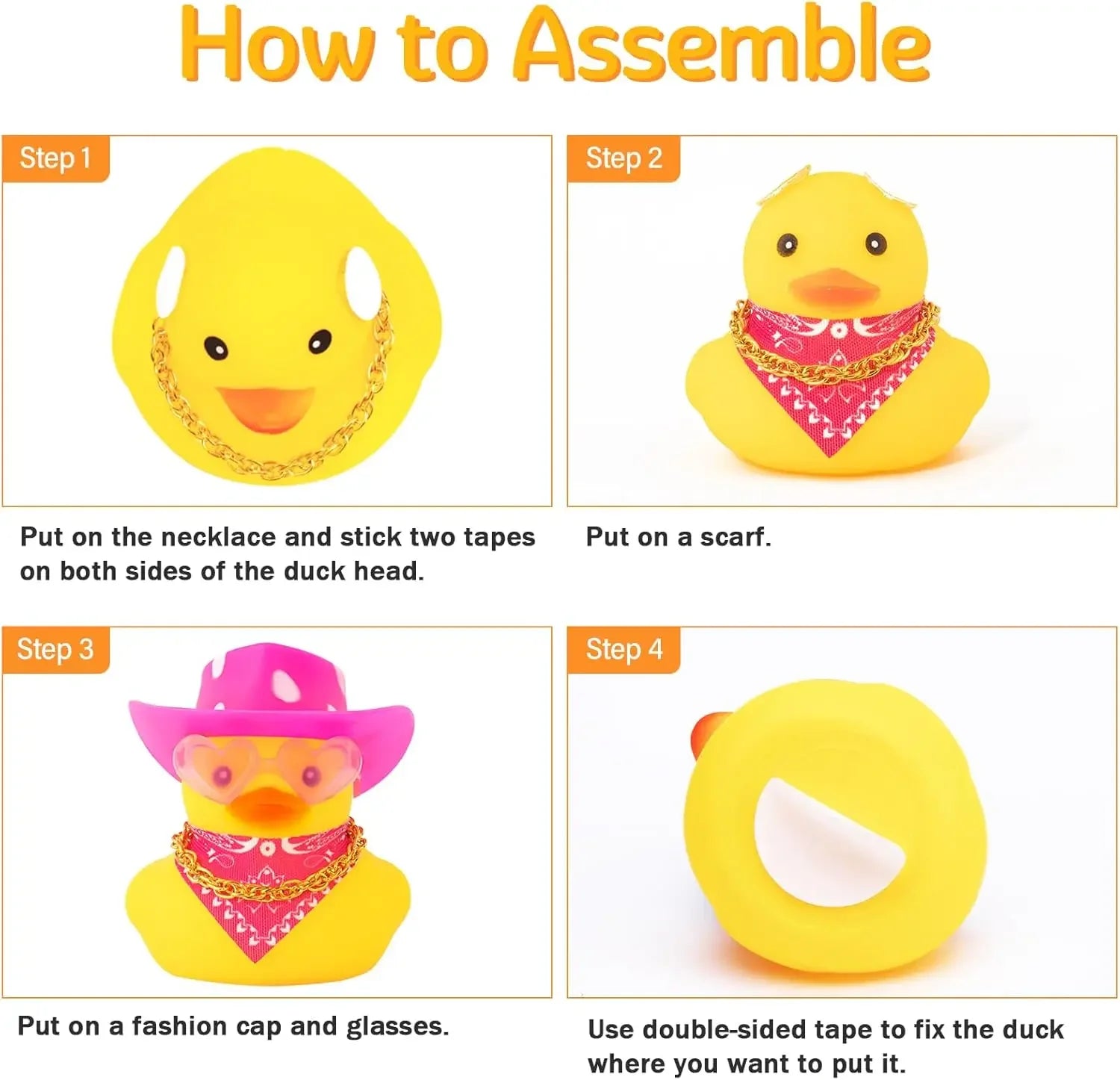 Car Decoration Rubber Cowboy Duck Car Dashboard Decorations Pink Cowboy Hat Rubber Ducks, Duck for Car Ornament Accessories