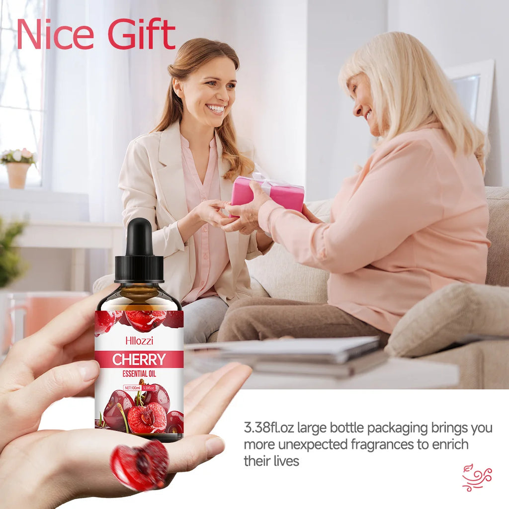 Cherry essential oil can be used in skincare, bath, facial, and diffusers and is suitable for all skin types.