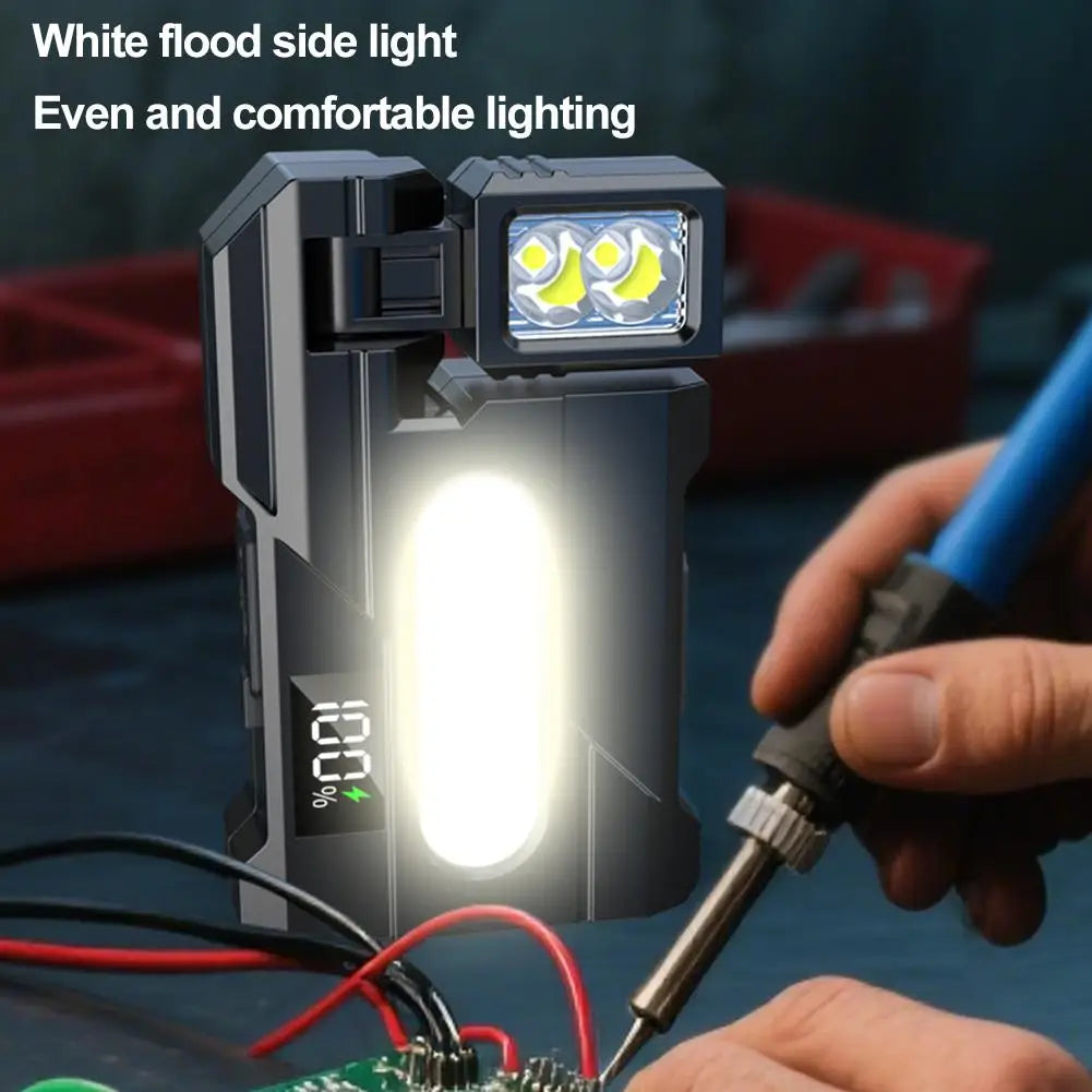 Outdoor Adjustable Angle Flashlight 1200 Lumens COB LED Zoomable Work Light USB Rechargeable Torch for Camping Hiking
