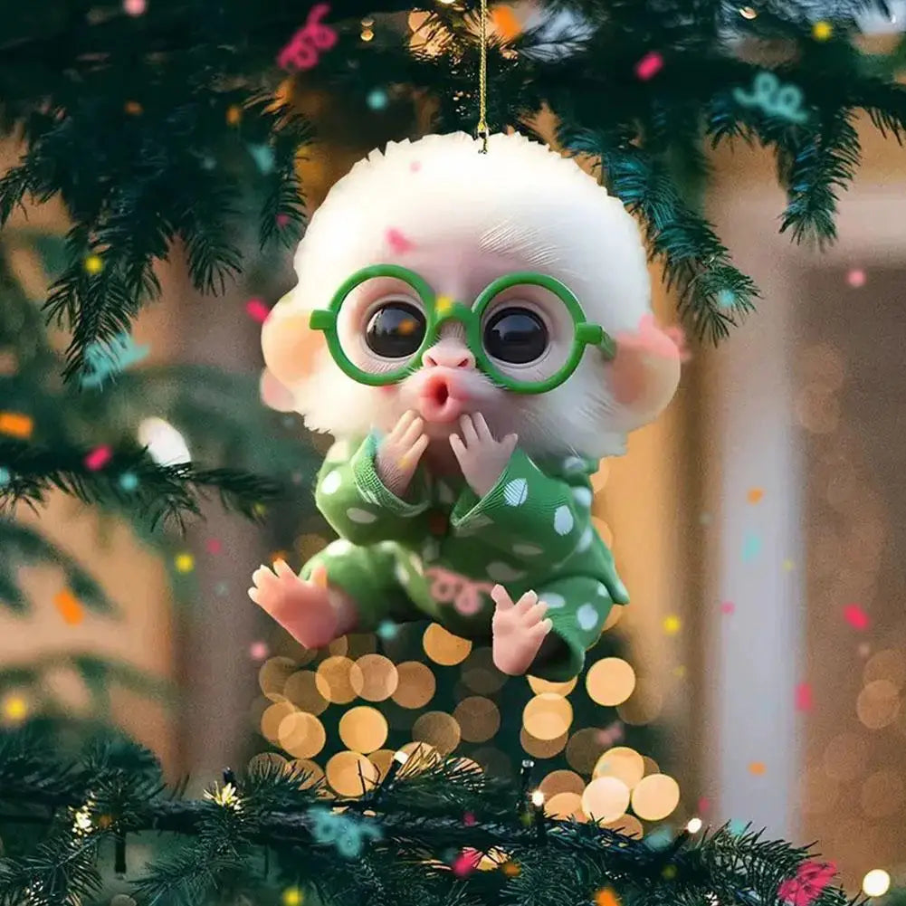 2D Acrylic Monkey Pendant Personalized Decor Pendant Christmas Monkey Pendant Acrylic Ornament For Car Cartoon Xmas Tree Decor