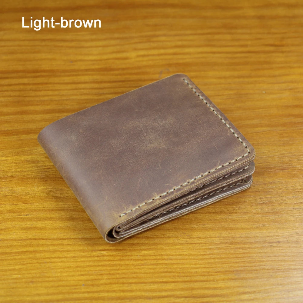 Luxury Handmade 100% Genuine Leather Men Wallet Purse Short Money Clip with Coin Pocket Male Money Bag Multi-Card Wallet Vintage