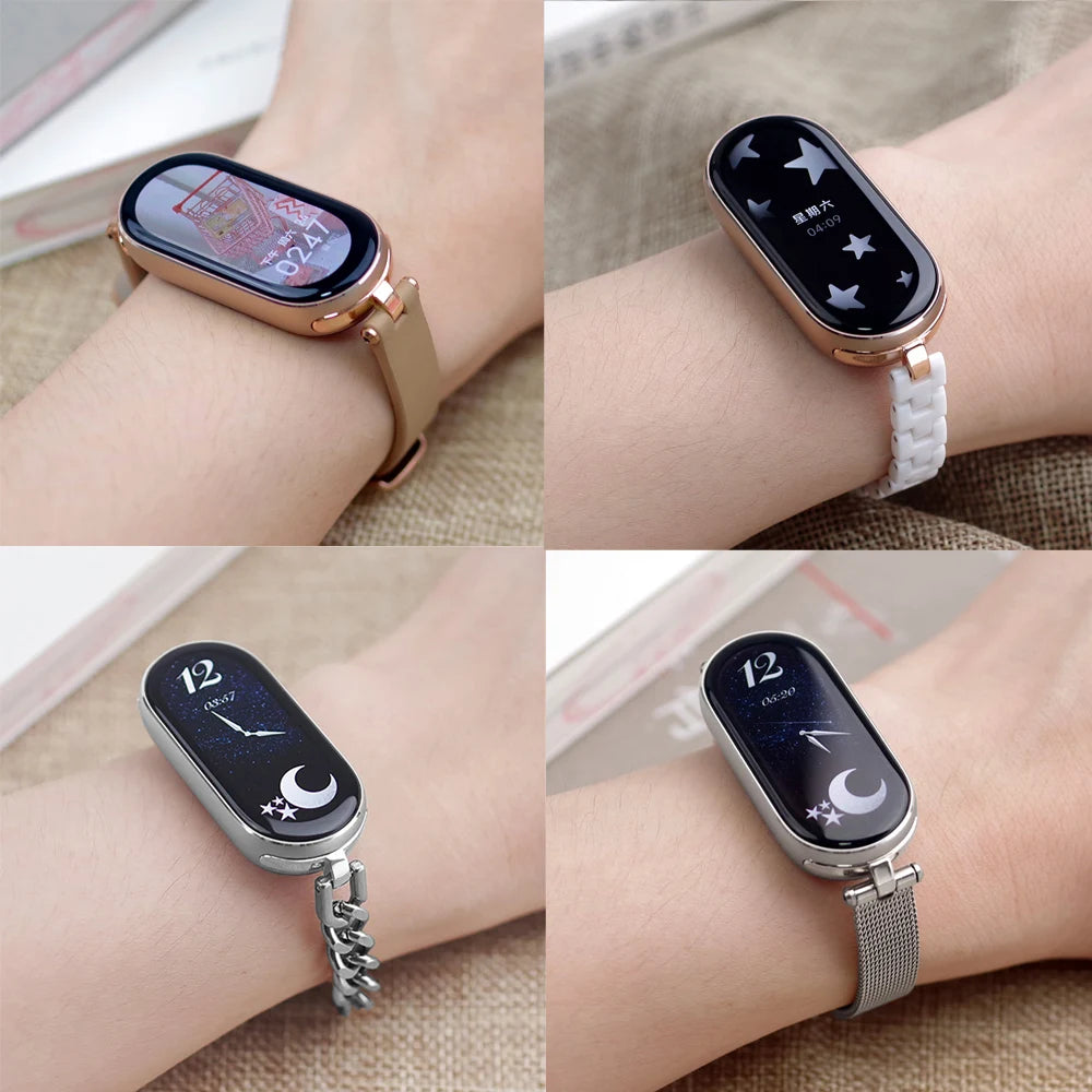 Strap for Mi Band 10 9 8 7 6 5 Watchband for Xiao mi Smart Band 9 Strap for Mi Band 8 Leather Wristband For Mi Band 7 Correa