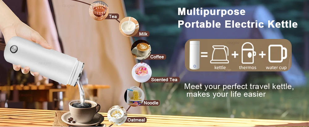 Electric Kettle Portable Travel Fast Boiling Tea Coffee Kettle 304 Stainless Steel Mini Baby Milk Warmer Kettle Thermo Kettles